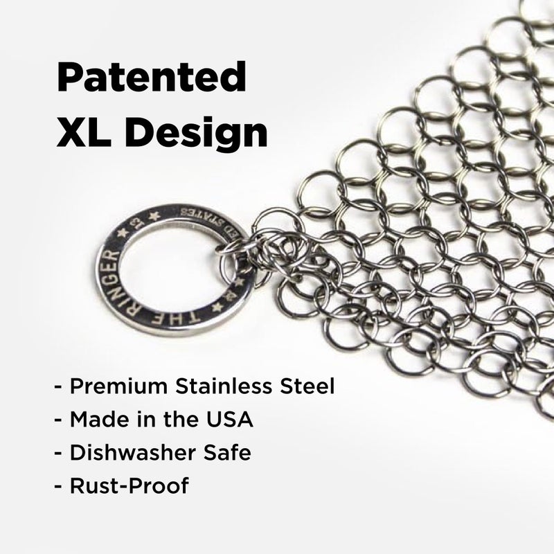 The Ringer - The Original Stainless Steel Cast Iron Cleaner, Patented XL 8x6 Inch Design - Image 4